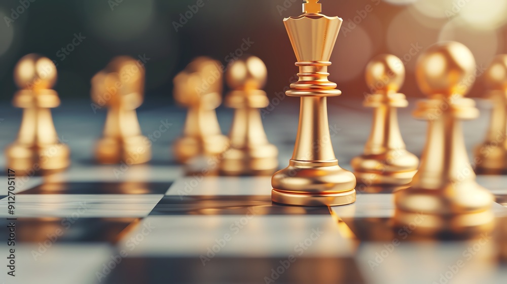 A close-up view of a chessboard with golden pieces, highlighting strategy and competition in a classic game of chess. A close-up view of a chessboard with golden pieces, highlighting strategy and competition in a classic game of chess.