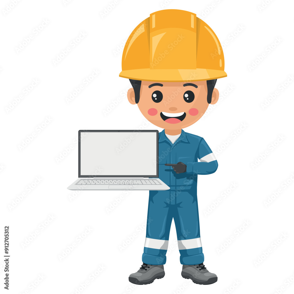 Industrial mechanical worker with a laptop. Integration of technology and data analysis in the industry. Digital tools to manage, monitor and improve production processes. Safety first Industrial mechanical worker with a laptop. Integration of technology and data analysis in the industry. Digital tools to manage, monitor and improve production processes. Safety first