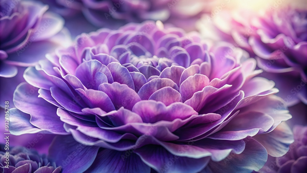 Obraz premium Vibrant purple petals delicately ruffled and layered, soft focus background, gentle shadows, and subtle texture create a serene and mesmerizing botanical portrait.