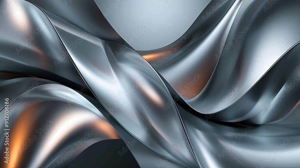Fototapeta premium Silver chrome liquid metal waves background Generated Ai