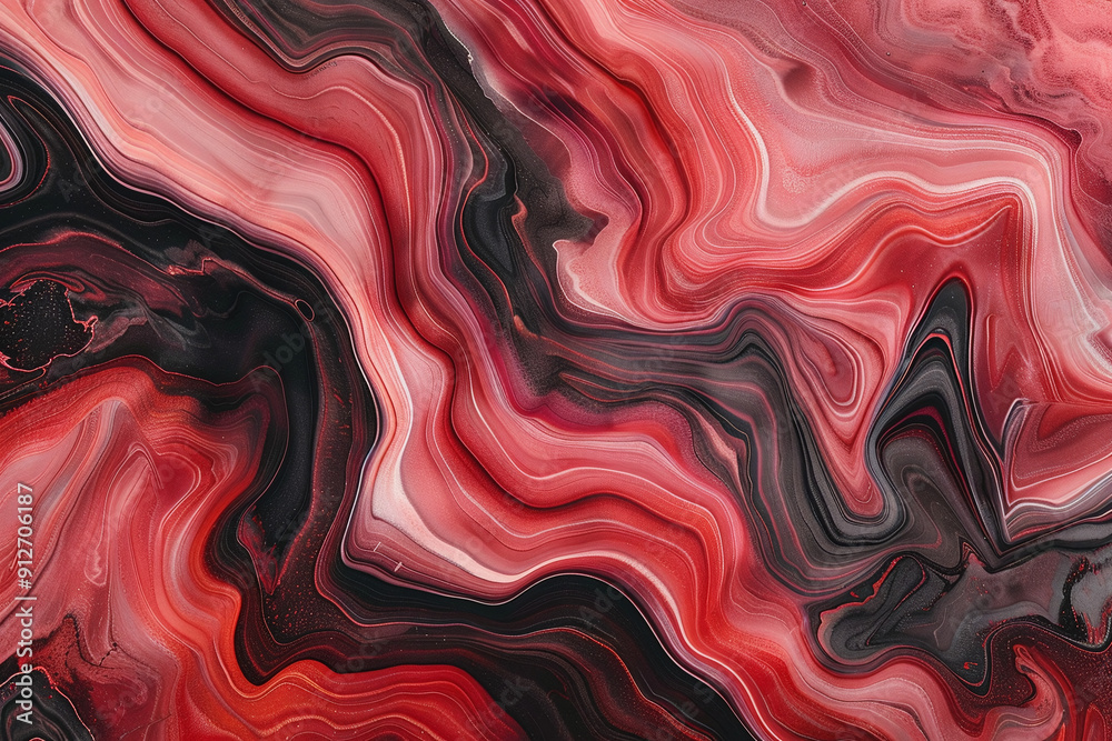 Vibrant Abstract Fluid Art in Red and Black Tones Vibrant Abstract Fluid Art in Red and Black Tones