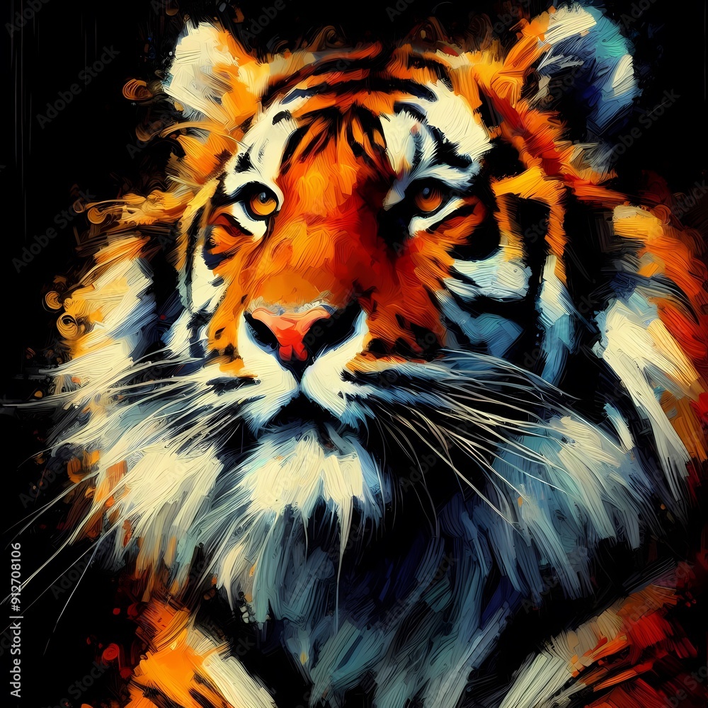 colorful pattern design tiger face art