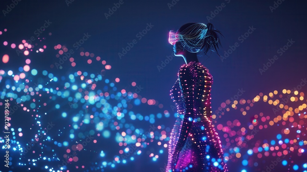 Futuristic fashion and shopping hologram Futuristic fashion and shopping hologram