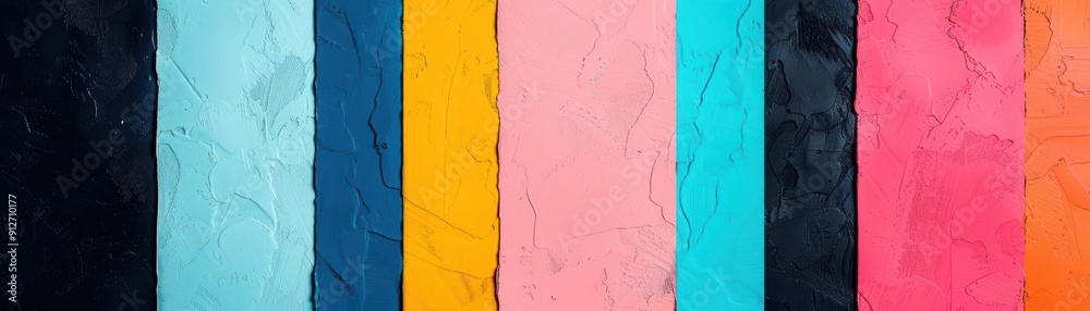 Naklejka premium Creative grid of abstract shapes and bold colors, forming a dynamic and vibrant composition