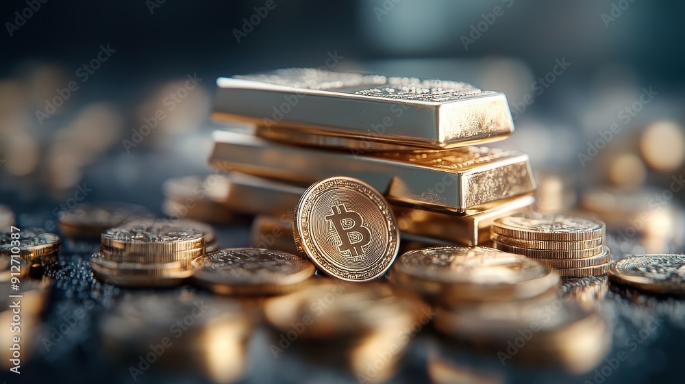 Close-up of a massive pile of gold coins and bars, showcasing wealth and power. Close-up of a massive pile of gold coins and bars, showcasing wealth and power.