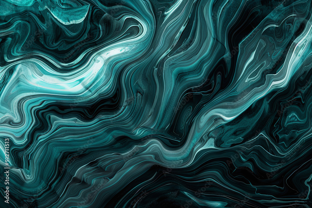 Abstract Fluid Waves in Teal and Green Tones Abstract Fluid Waves in Teal and Green Tones