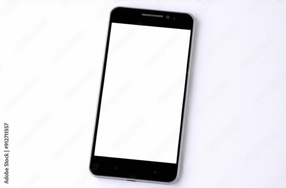 Black smartphone with blank screen on white background Black smartphone with blank screen on white background