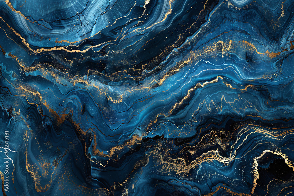 Abstract Navy Blue and Gold Marble Texture Abstract Navy Blue and Gold Marble Texture