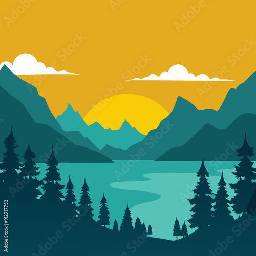 Scenic Landscape Vector Illustrations