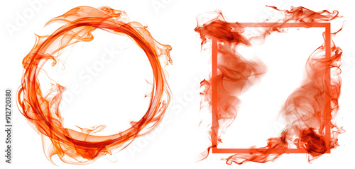 red orange round or rectengular smoke frame isolated photo