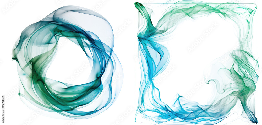 blue green round or rectengular smoke frame isolated blue green round or rectengular smoke frame isolated