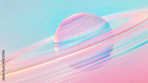 Fototapeta Naklejka Na Ścianę i Meble -  astronomical abstract illustration wallpaper, glorious planet Saturn's rings, circle, glowing in pink colors