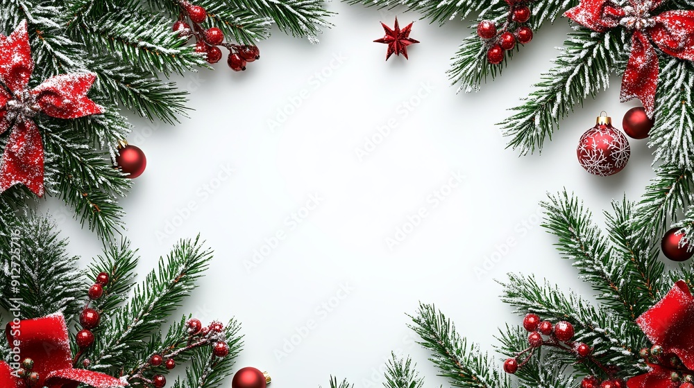 A Christmas tree with red and green leaves and red and white ornaments A Christmas tree with red and green leaves and red and white ornaments
