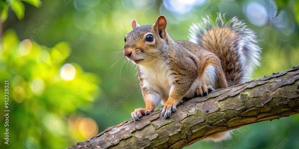 Squirrel perched on a tree branch, wildlife, nature, animal, cute, furry, rodent, outdoors, woodland, tree trunk, branches, leaves Squirrel perched on a tree branch, wildlife, nature, animal, cute, furry, rodent, outdoors, woodland, tree trunk, branches, leaves