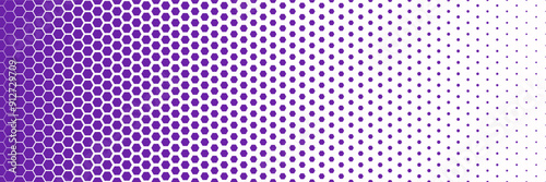 Horizontal gradient of purple and white hexagon halftone texture vector illustration purple and white dot background