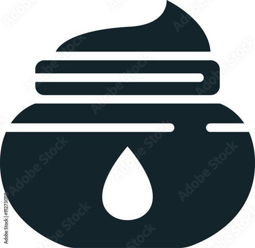 Skin care cream jar icon showing a drop falling into the moisturizer
