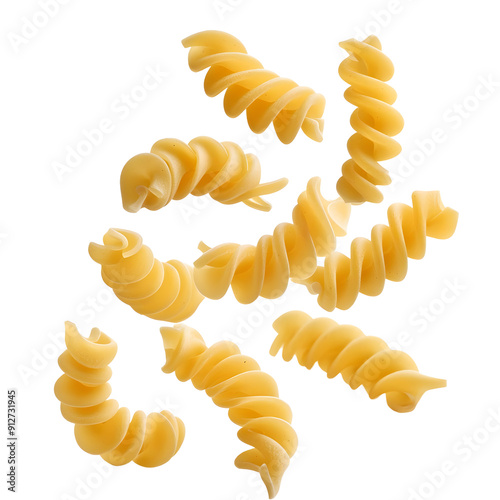 Falling pasta, tagliatelle, fettuccine isolated on white background