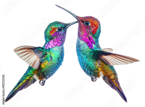 PNG Colorful hummingbirds in mid-flight