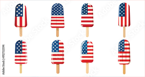 American flag ice cream, 4th of July ice cream, Popsicles ice cream with American flag, Ice cream with USA flag
