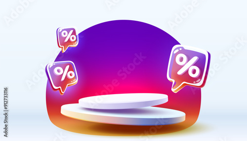 Podium percentage discount on sale, holiday sale, poster discount banner offer. Vector illustration