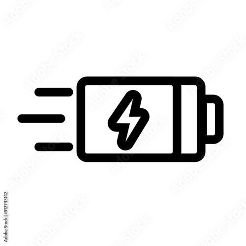 Battery fast charging line icon