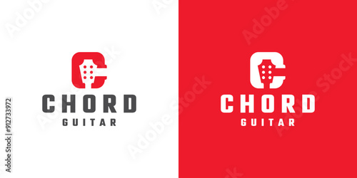 chord guitar c letter logo vector