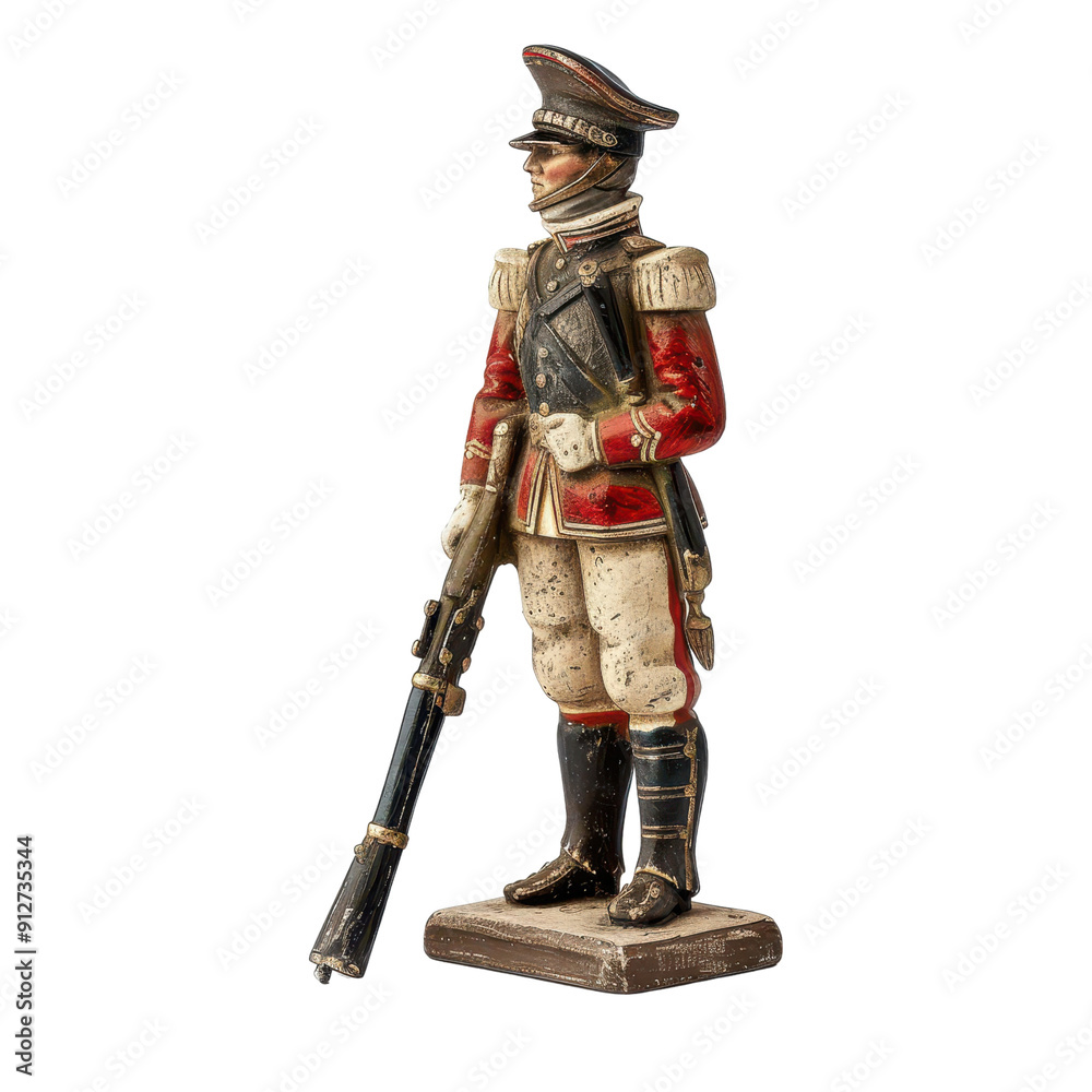 A detailed figurine of a soldier in historical uniform, showcasing craftsmanship and intricate design for collectors and history enthusiasts. A detailed figurine of a soldier in historical uniform, showcasing craftsmanship and intricate design for collectors and history enthusiasts.