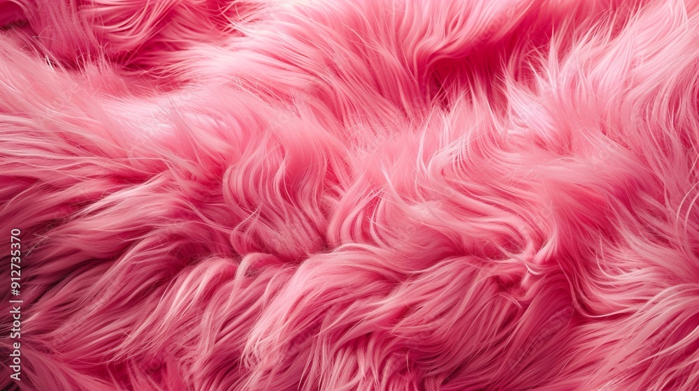 Lush pink faux fur fabric with fluffy strands texture