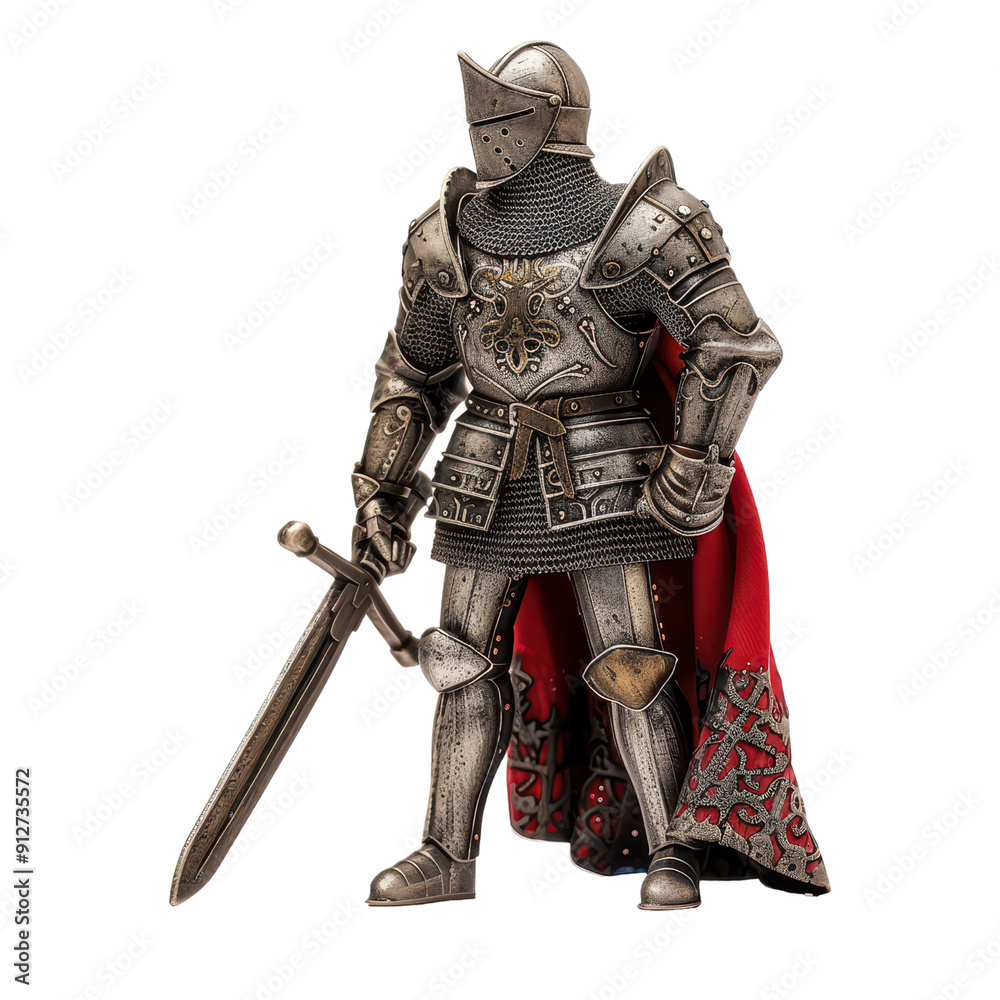 A detailed knight figurine adorned in ornate armor, wielding a sword, showcasing craftsmanship and medieval design. A detailed knight figurine adorned in ornate armor, wielding a sword, showcasing craftsmanship and medieval design.