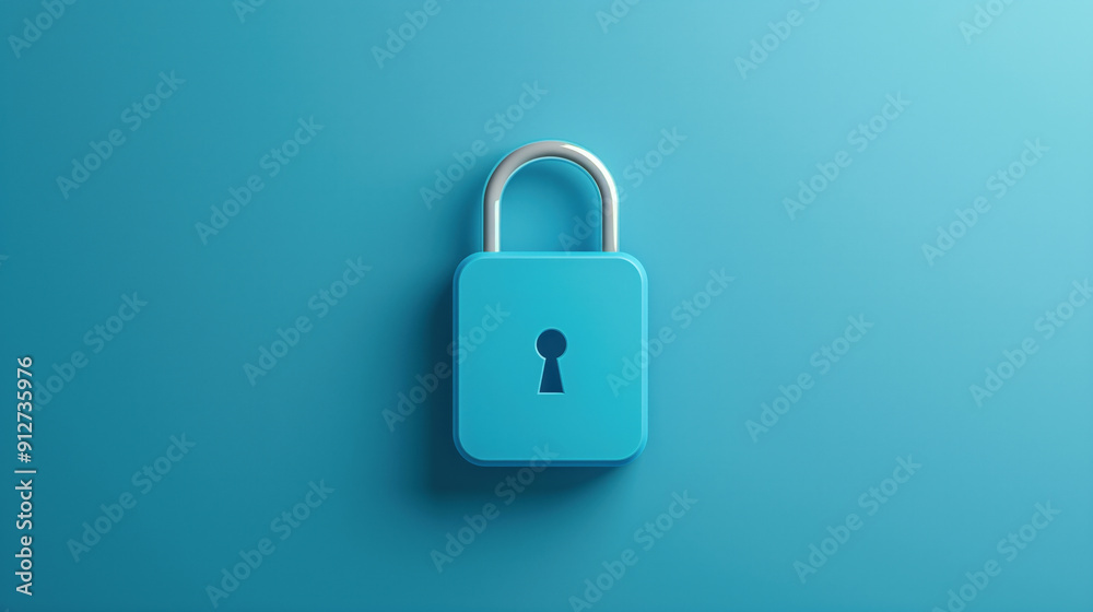 Blue padlock with a silver shackle on a blue background, featuring a keyhole shape in the center. Blue padlock with a silver shackle on a blue background, featuring a keyhole shape in the center.