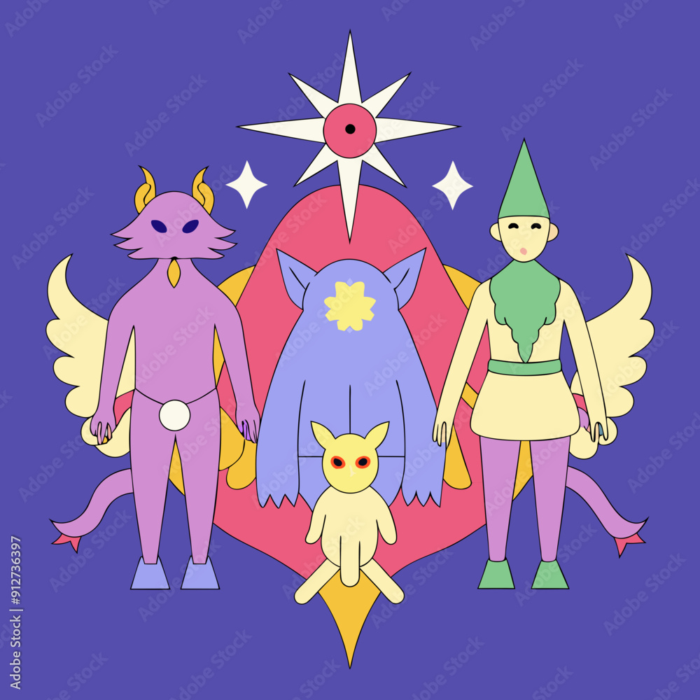 Naklejka premium Fantasy Mystical Magical Creatures