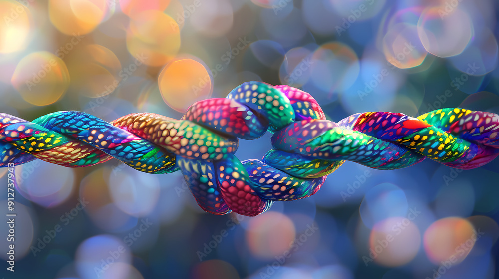 Colorful knots symbolizing unity Colorful knots symbolizing unity