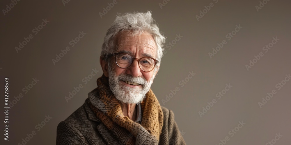 Portrait of an adult man with gray hair on a bright monochromatic background. An emotional person conveying real emotions and feelings. Advertising banner with copyspace. Portrait of an adult man with gray hair on a bright monochromatic background. An emotional person conveying real emotions and feelings. Advertising banner with copyspace.