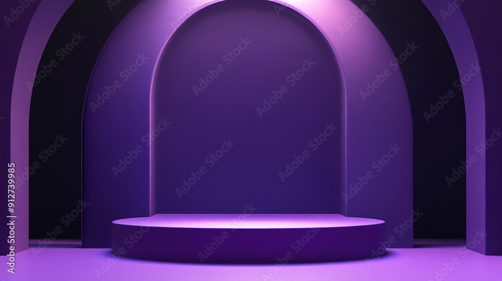 Violet 3D podium: modern product display on a purple stage. Violet 3D podium: modern product display on a purple stage.