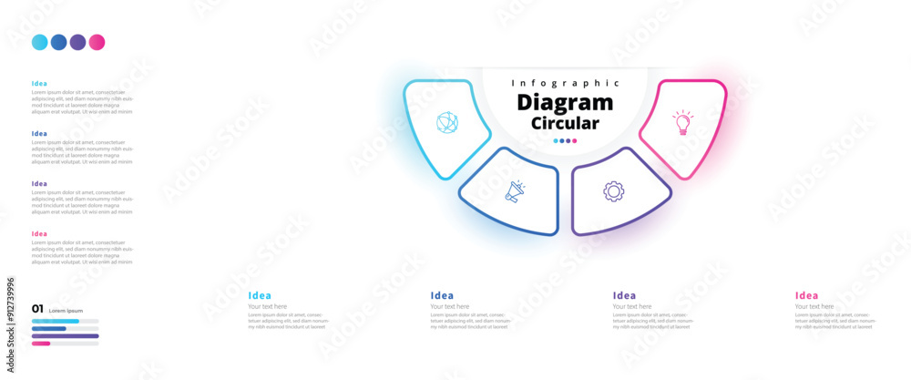 Modern minimalist elegant clean circular steps editable infographic design template vector Modern minimalist elegant clean circular steps editable infographic design template vector