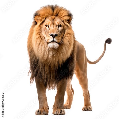 Male lion Panthera Leo standing isolated on transparent background