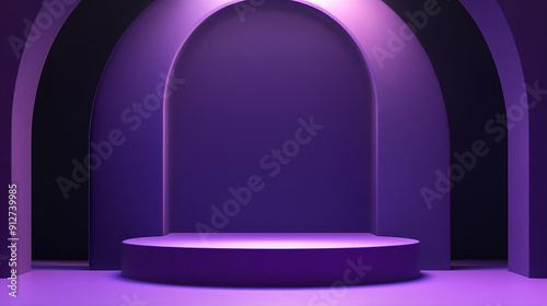 Violet 3D podium: modern product display on a purple stage.