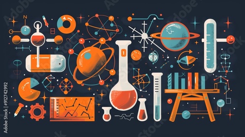 Bright conceptual illustration of scientific equipment