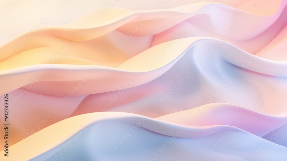 Fototapeta premium A beautiful composition of flowing pastel-colored fabric creating a soft, dreamy, and elegant visual with smooth textures and gradient hues.