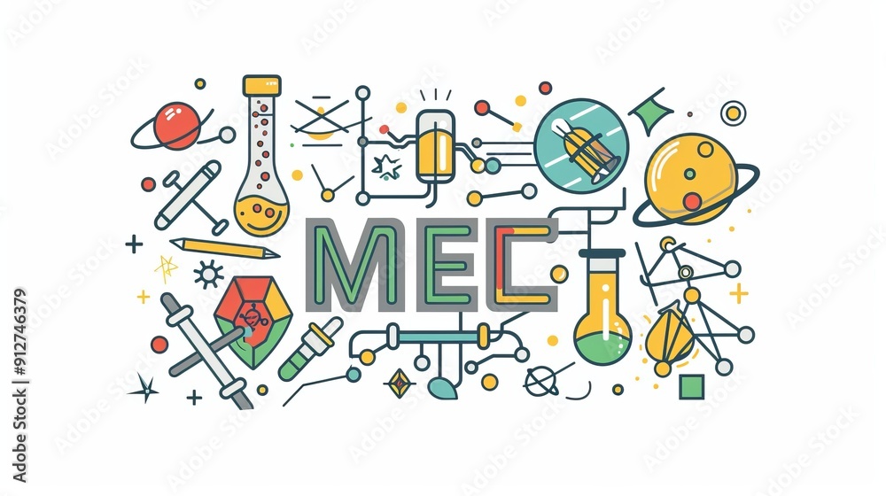 Science and technology illustration with MEC text center Science and technology illustration with MEC text center