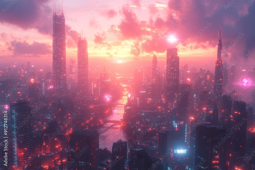 AI-controlled future, advanced urban landscape, futuristic technology, digital integration AI-controlled future, advanced urban landscape, futuristic technology, digital integration