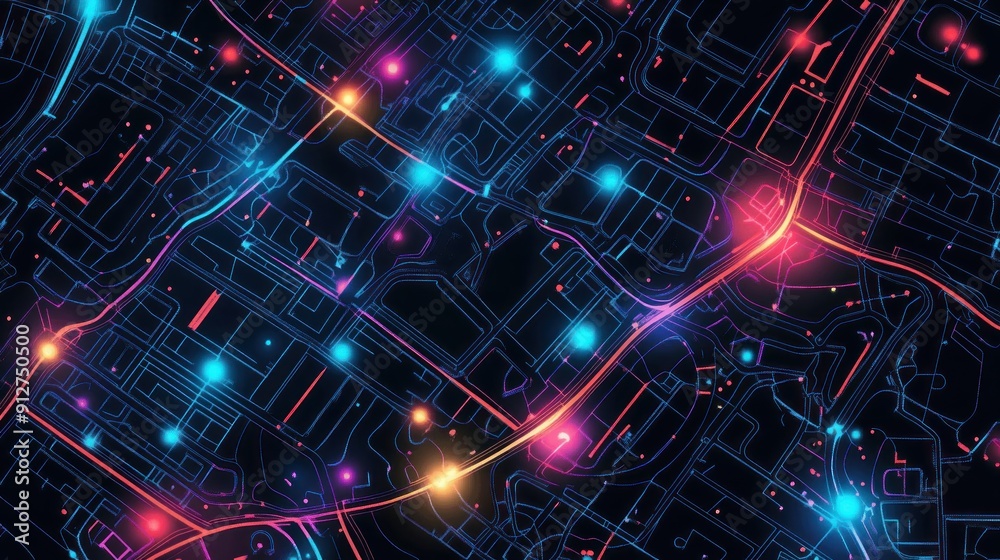 Obraz premium Neon Cityscape: A Futuristic Urban Landscape