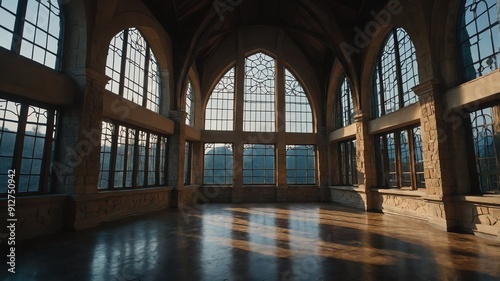 castle solarium with windows background vintage retro concept backdrop 3