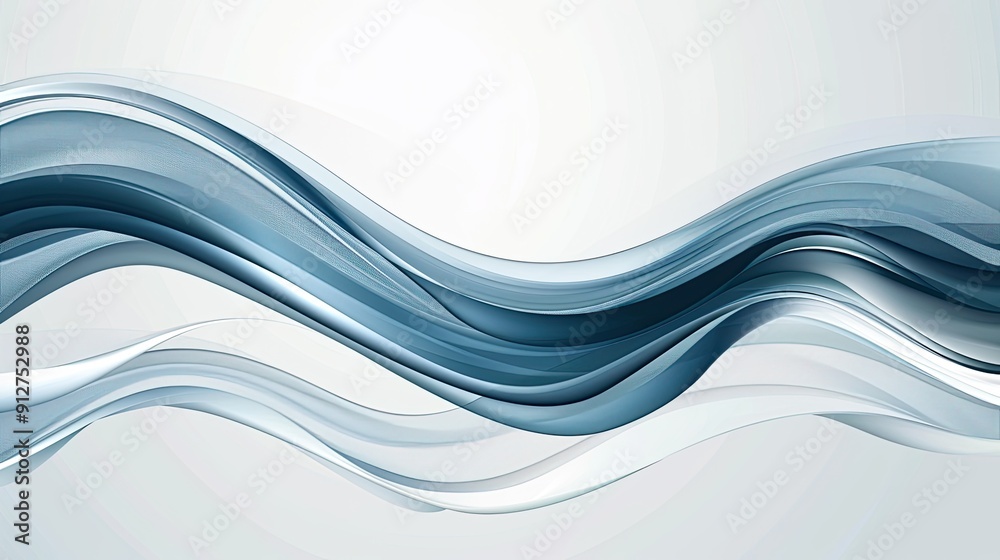 Obraz premium Elegant blue waves flowing smoothly across a light background, creating a sense of calm and sophistication.