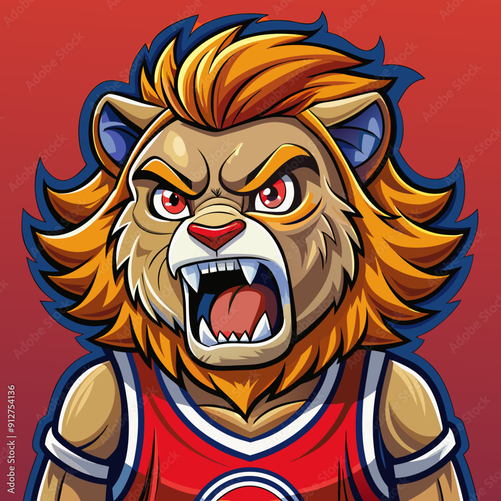 Obraz premium cartoon lion basketball mascot