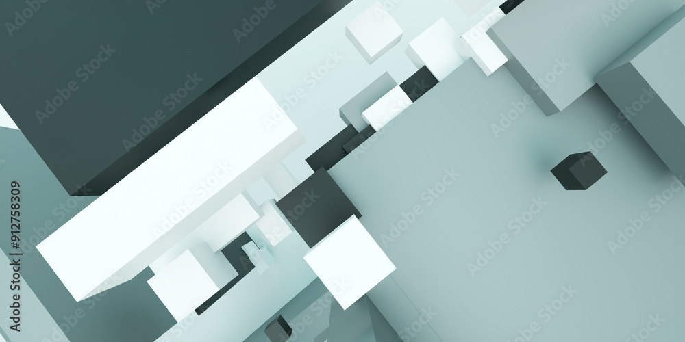 Fototapeta premium Geometric background, cube, polygon, 3D illustration, abstract square, background pattern, square