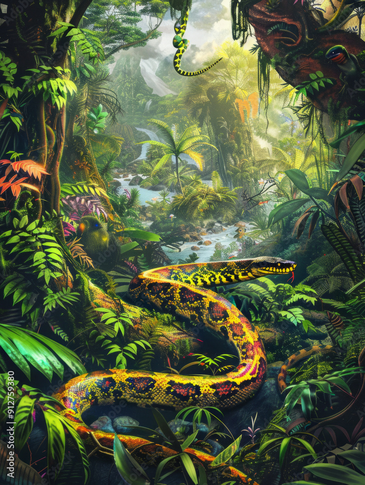 Obraz premium anaconda slithering