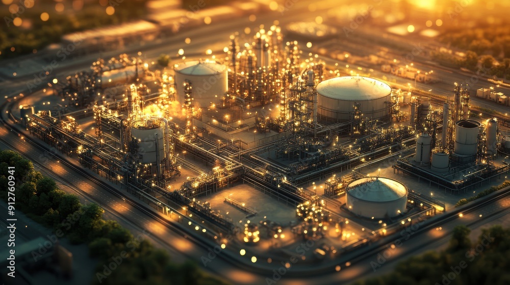 Φωτογραφία Oil and gas industry, aerial view of oil refining plants and petrol processing plant in an industrial park