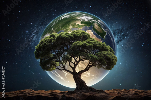 Obraz na płótnie tree and earth w salonie