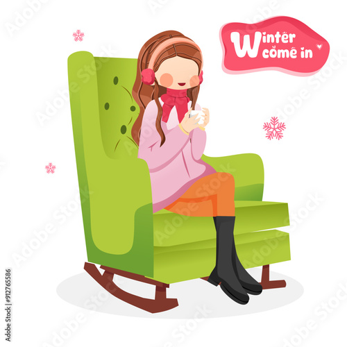 Women holding coffe in winter